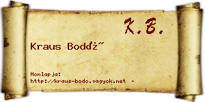 Kraus Bodó névjegykártya